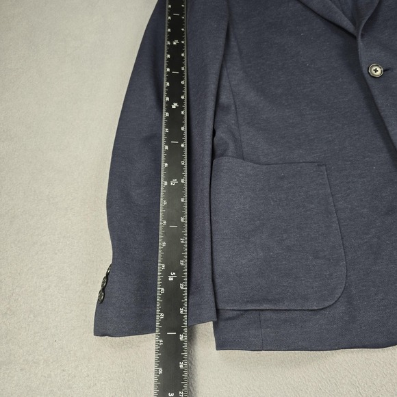 Uniqlo Sport Coat Blazer Men Medium Blue Knit Jersey Stretch Casual Unstructured - Picture 7 of 9